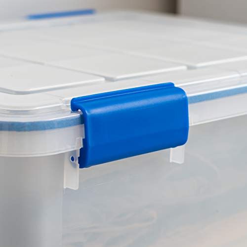 4-Pack 26.5/44 Combo Qt Storage Bins with Gasket Lids, Clear/Blue (4 Count)