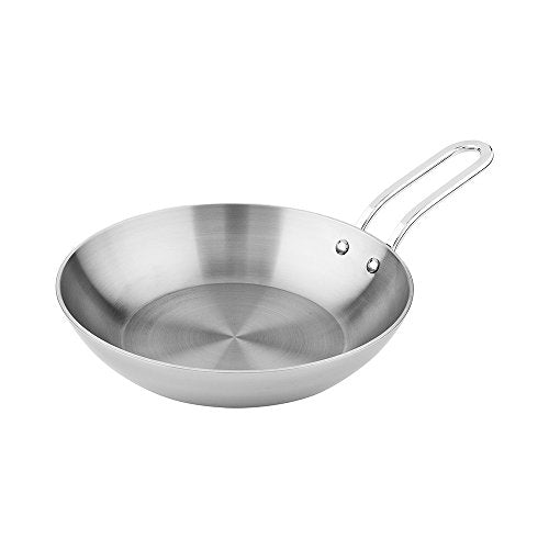 Round Silver Stainless Steel Mini Skillet