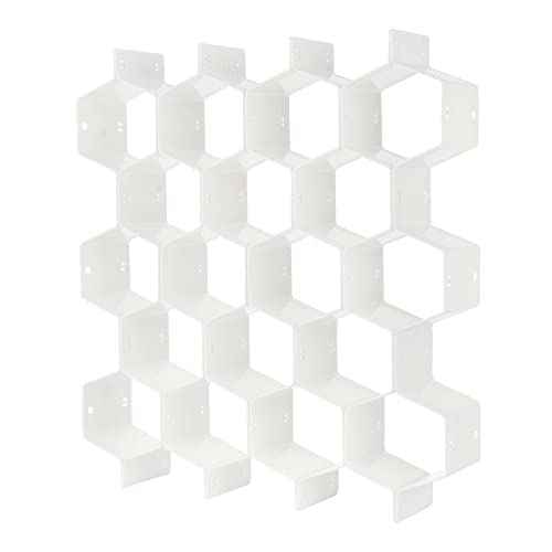 Drawer Divider Organizer Adjustable DIY Grid Honeycomb Drawer Divider for Underwear Belt Scarf Socks White (8 Count)