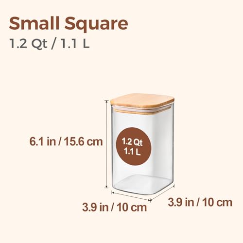 Square Glass Containers with Lids 1.2 Qt (9 Count)