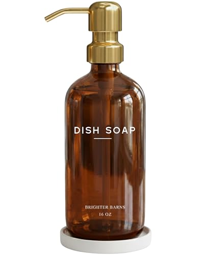 Luxury Glass Dish Soap Dispenser for Kitchen Sink by Brighter Barns