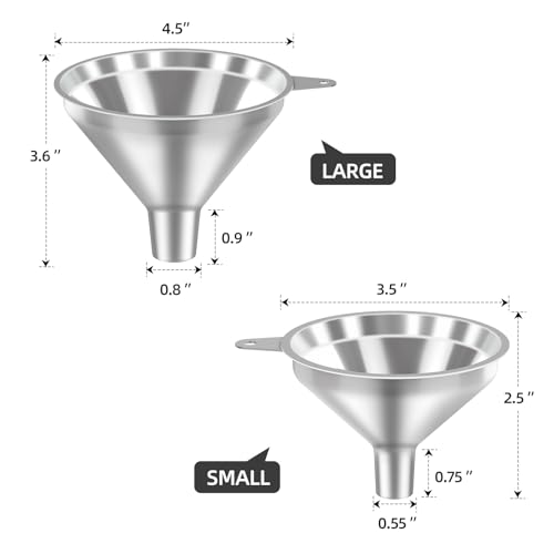 3 Piece Stainless Steel Kitchen Funnel Set for Kitchen Bottle Filling (3 Count)
