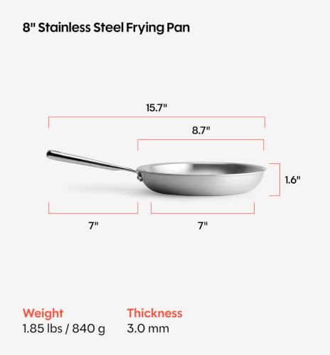 5 Ply Stainless Steel 8" Frying Pan