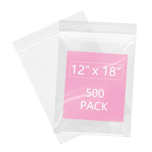 500 Pcs 12" x 18" Reclosable Plastic Zip Poly Bags 2 Mil (500 Count)
