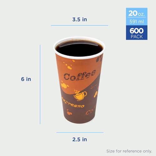 20 oz Paper Hot Coffee Cups [600 ct] Disposable (600 Count)