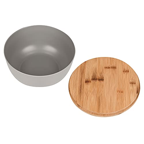 Bamboo Fiber Salad Bowl with Servers Set Large 9.8inches Nature Bamboo Mixing Bowl with Servers with Lid Spoon and Fork for Fruits