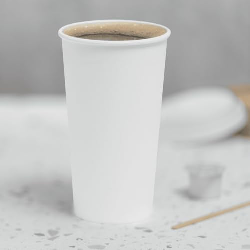 20 oz Paper Hot Coffee Cups [600 ct] White Disposable Cup for Hot (600 Count)