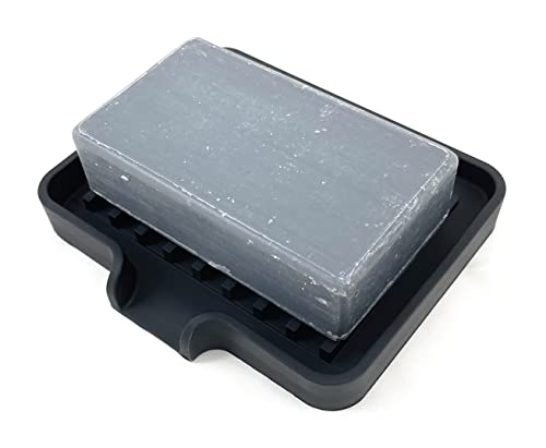 Silicone Soap Dish Tray and Sponge Holder with Drain Chute (2 Count)