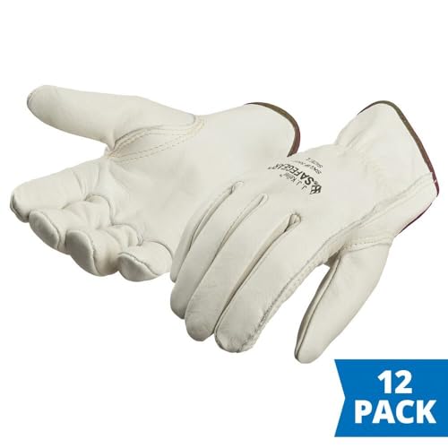 SAFEGEAR XL Cowhide Leather Work Gloves with Keystone Thumb (12 Count)