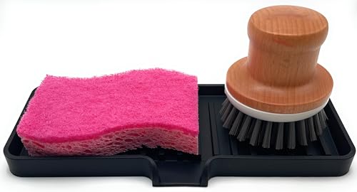 Silicone Soap Dish Tray and Sponge Holder with Drain Chute