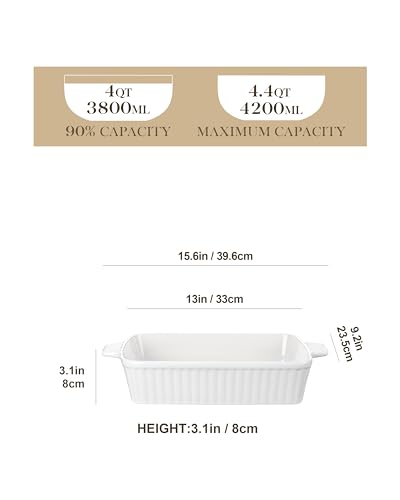 4.4QT Ceramic Casserole Dishes for Oven