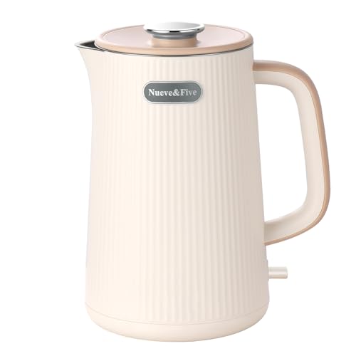 1.7L (57oz) Large Electric Kettle Perfect for 7+Cups of Tea and Coffee,2 quarts Double Wall Big Electric Tea Kettle,Auto Shut Off,1200W Hot Water Kettle Electric -Cream White