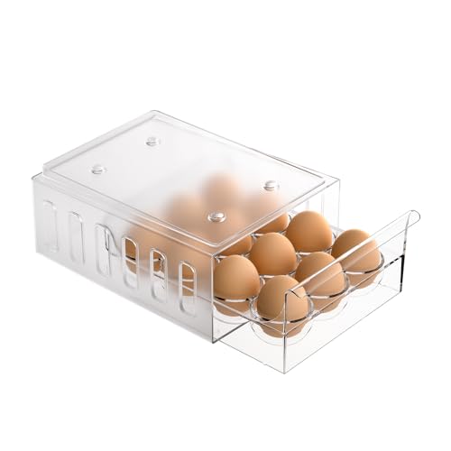 Egg Holder for Refrigerator Drawer Type Egg Container for Refrigerator BPA Free Fridge Organizer