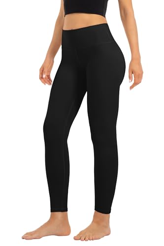 High Waist Butt Lifting Leggings for Women Buttery Soft Breathable Yoga Pants with Hidden Pocket Tummy Control Gym Black