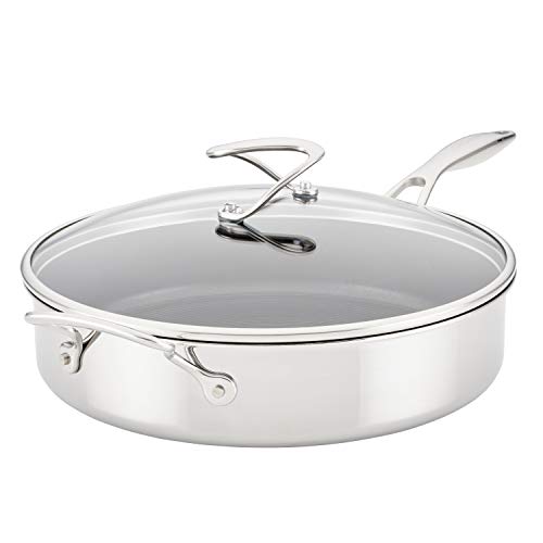Clad Stainless Steel Saute Pan with Lid and Hybrid SteelShield and Nonstick Technology