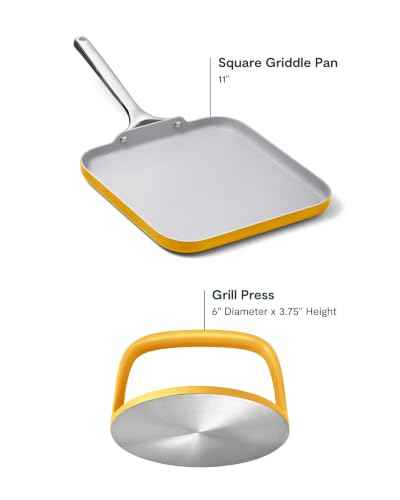 11" Non Stick Square Griddle Pan and 6" Grill Press Duo (2 Count)