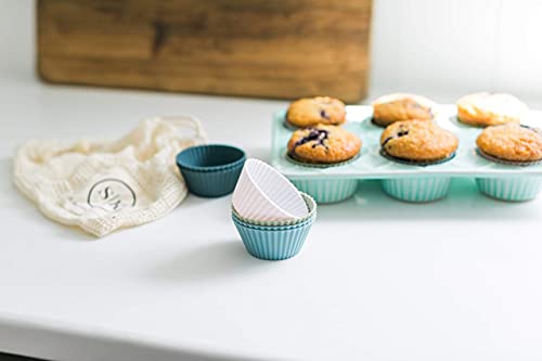Reusable Silicone Baking Cup Silicone Muffin Liners for Cupcakes (12 Count)