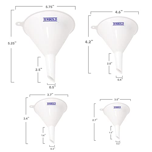 4pc Funnel Nesting Set in BPA Free Plastic for Kitchen Cooking (4 Count)