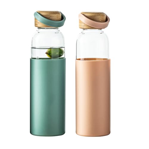 21oz Borosilicate Glass Water Bottles with Silicone Non