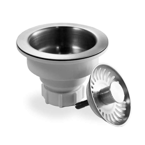 190-9400 - 3-1/2 Inch Stainless Steel Pop-Up Kitchen Sink Basket Strainer, Durable Food Catcher Stopper for Metal Kitchen Sink, Ideal for Filtering Waste and Preventing Clogs