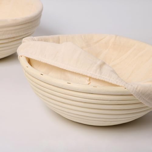 Banneton Bread Proofing Basket 10 Inch Sourdough Proofing Basket with Liner (4 Count)