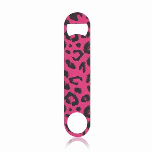Leopard Print Stainless Steel Bottle Opener Jaguar Animal Fur Fashion Natural Skin Black Pink Wild Spot Flat Beer Bottle Opener Keychain for Home Kitchen Bar Restaurant Party Birthday Gift