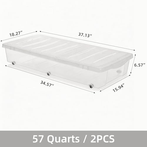 57 QT Plastic Storage Bins with Double (2 Count)