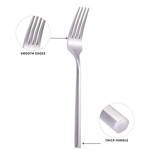 Matte Silverware Set Silver Flatware Set with Hexagon Handle 20 Pieces 18 (20 Count)