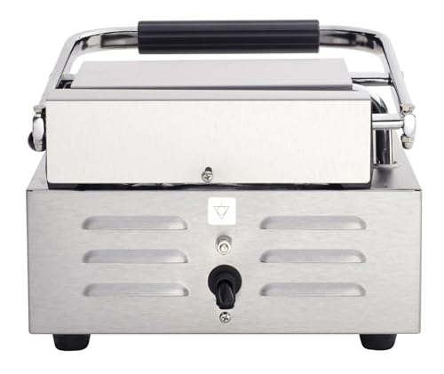 Commercial Electric Panini Sandwich Grill with Grooved Top and Smooth Bottom Plates