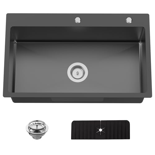 Black 30x18 In Drop In Kitchen Sink
