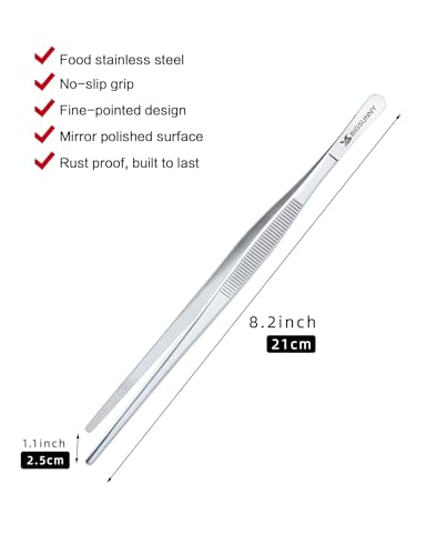 2 Pcs 8.5 Inch Kitchen Tweezers Fine Tweezer Tongs