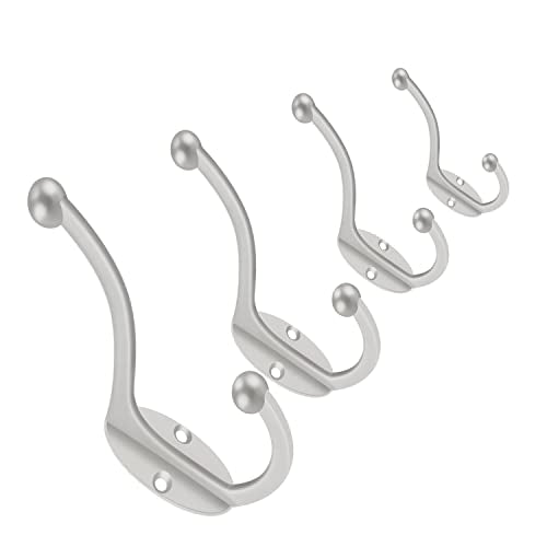 Wall Hooks 10Pcs Coat Hooks Hardware Towel Hooks for Hanging Coats Double No Rust Black Robe Hooks Wall Mounted with Screws for Key (10 Count)