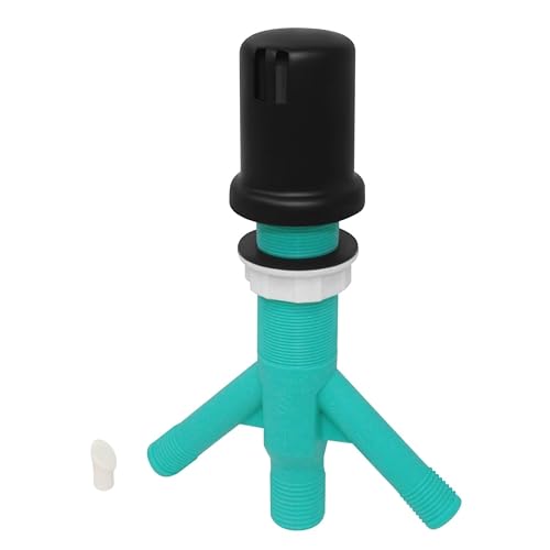 Dual Air Gap with Black Matte Brass Cap for Double Drawer or Two Separate Dishwashers with Skirted Cap and Extra Long Thread for Thick or Thin Countertops