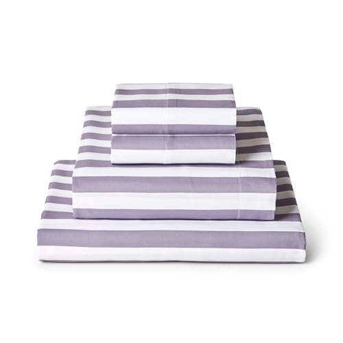 Iconic 4-PC, Ultra Soft Sheet Set (Full, Oxford Stripe Hazy Lilac)