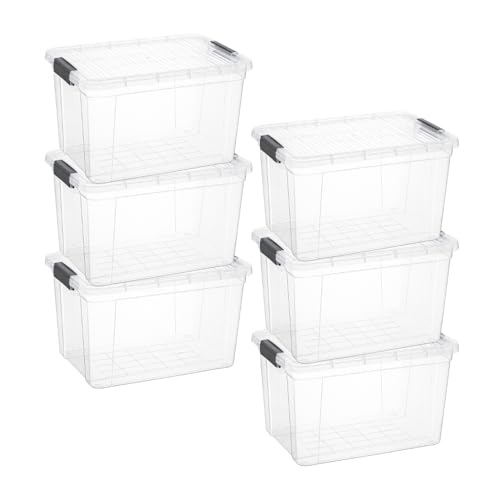 14.7 Quart Clear Plastic Storage Boxes with Lids (6 Count)