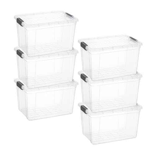 14.7 Quart Clear Plastic Storage Boxes with Lids (6 Count)