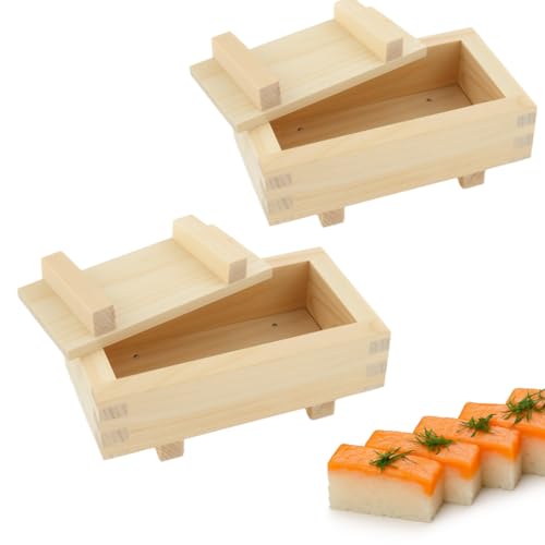 Wooden Rectangular Oshizushi Sushi Press Mold Maker Rice Mold (2 Count)