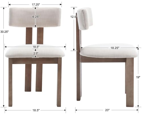 Linen Dining Chairs Set of 4 Modern Farmhouse Kitchen Chairs with Open Slat Back Upholstered Wood Side Chairs for Dining Room (4 Count)
