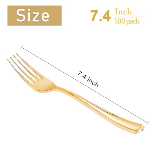 100 Pcs Gold Plastic Forks (100 Count)