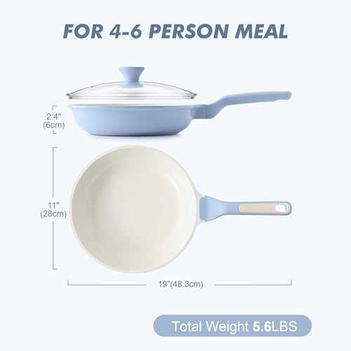 11Inch Nonstick Ceramic Frying Pan with Lid