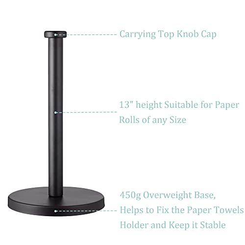 Black Standing Paper Towel Holder for Kitchen& Bathroom Countertop