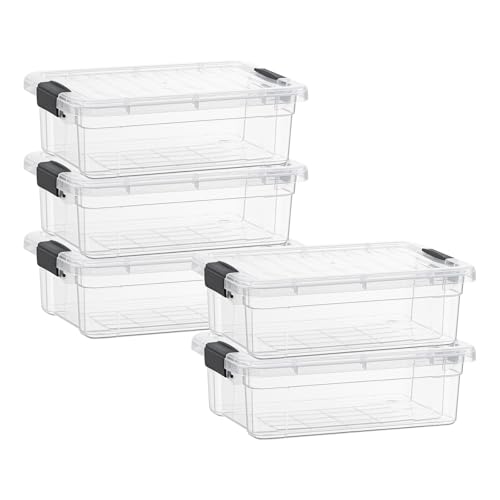 4.5 Quart Clear Plastic Storage Containers with Lids (5 Count)