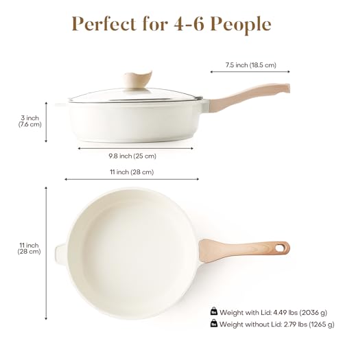 Nonstick Ceramic Deep Frying Pan Skillet with Lid