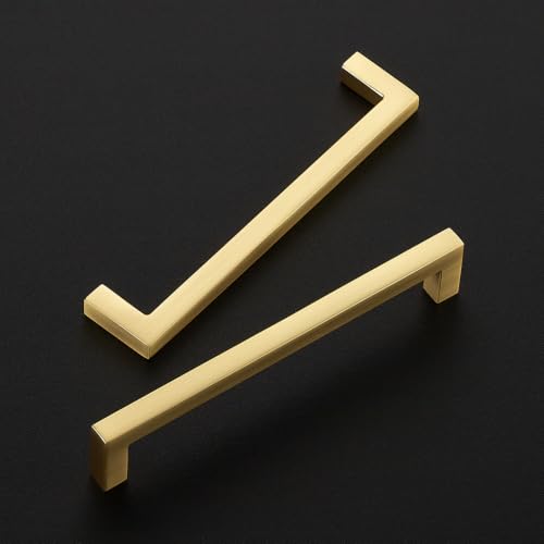 Brushed Gold Cabinet Handles Solid Cabinet Pulls 5 Inch CC (10 Count)