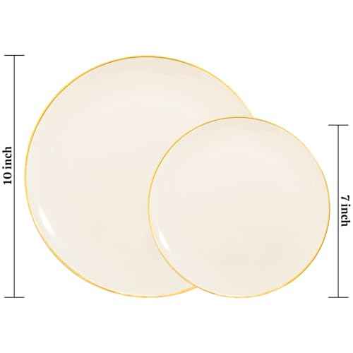 60 PCS Ivory Plastic Plates (60 Count)