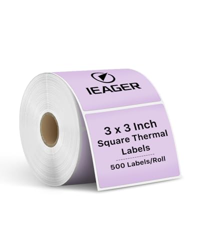 Purple 3" x 3" Square Thermal Label Stickers