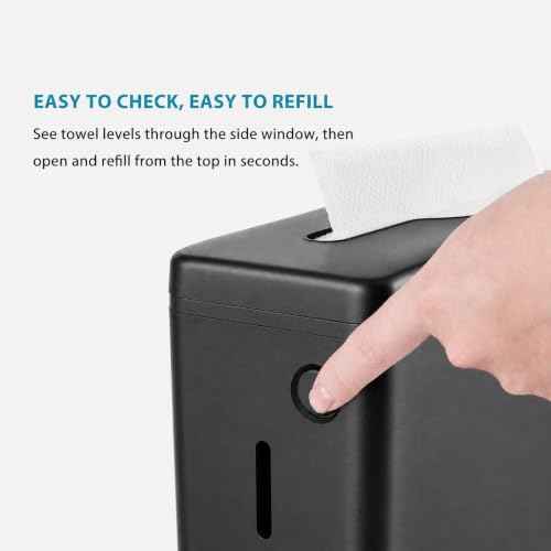 Multifold Paper Towel Dispenser Countertop Black Wide Design Large Capacity