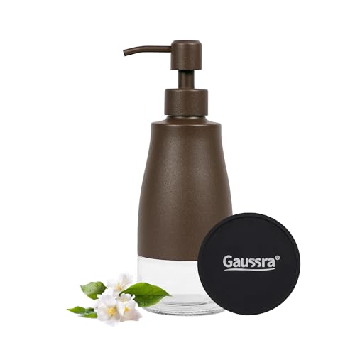 Matte Brown Soap Dispenser with Coaster & Stickers
