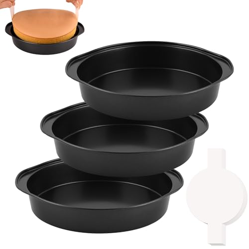 3 Pcs 8 Inch Round Cake Pans with 100 Pieces Parchment Paper (3 Count)