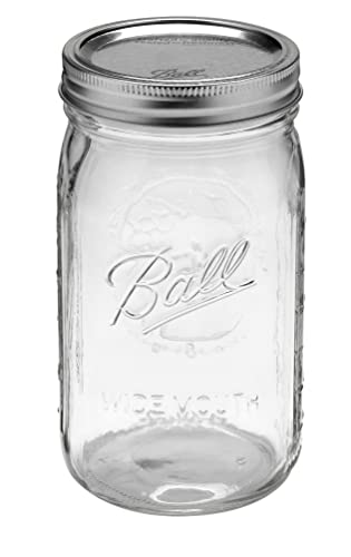 Mason Jar Glass Canning Container with Silver Lid